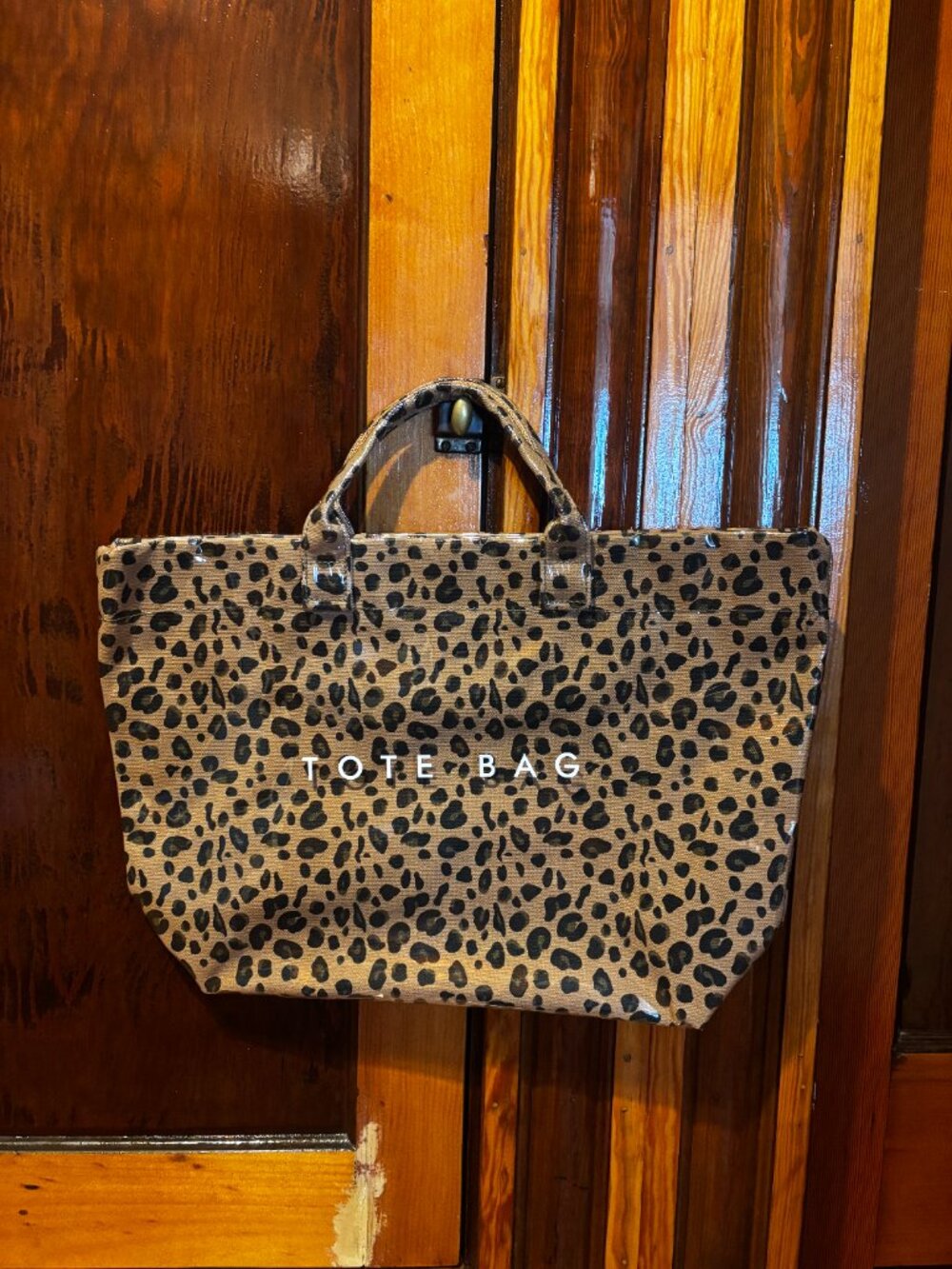 Vinyl Leopard Print Tote Bag with Velcro Closure Brand New
